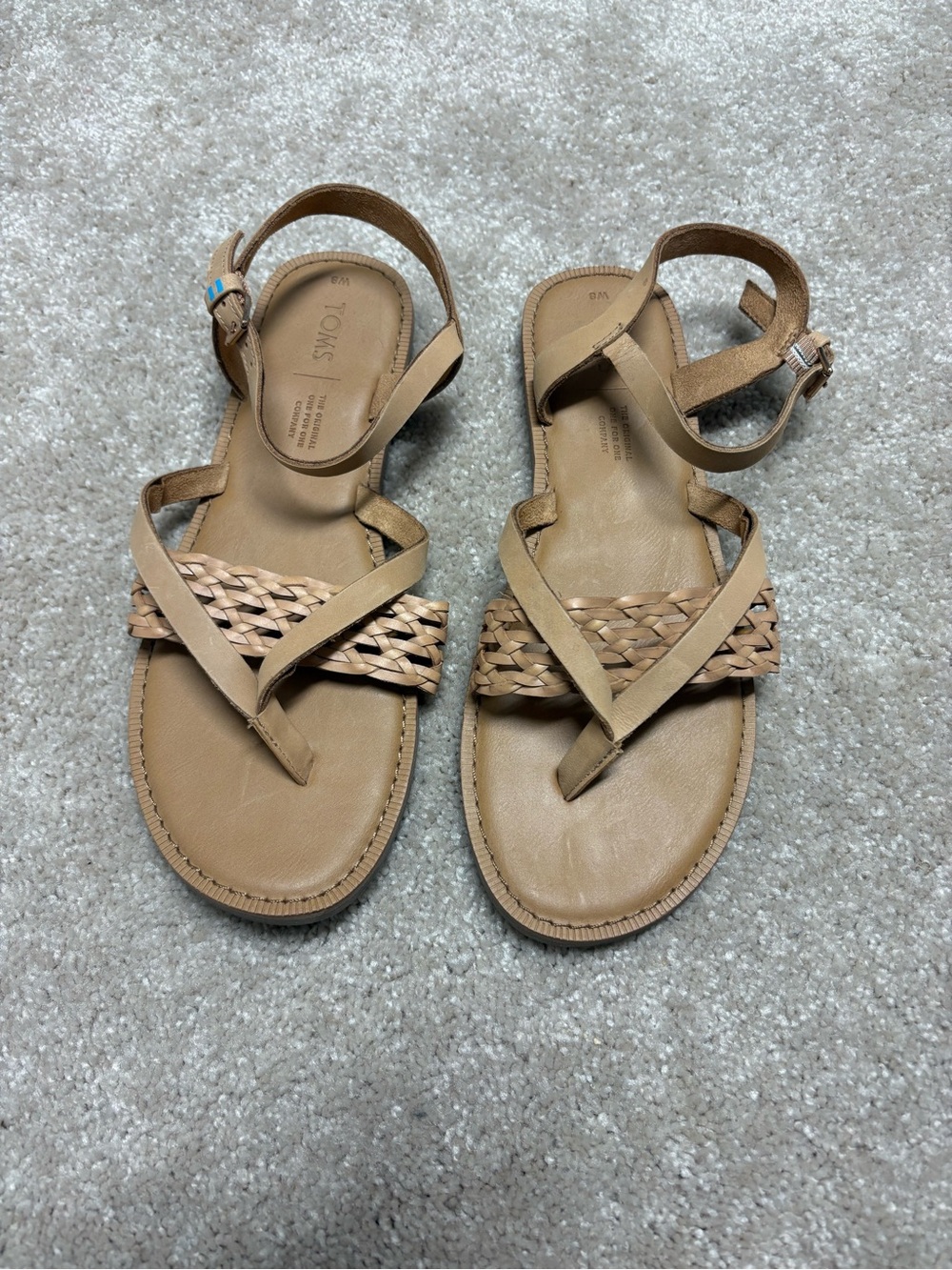 TOMS Tan Braided Strap Ankle-Wrap Sandals